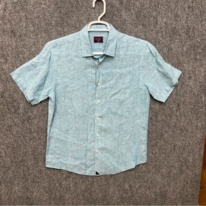 UNTUCKit Linen button up shirt Slim Fit Men's size M Medium Blue short sleeve